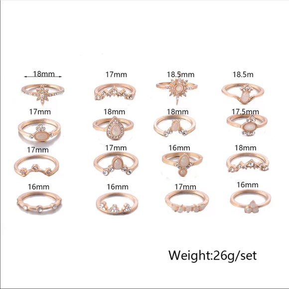 • Iris • 16pc Gold Tone Ring Set - Picture 3 of 4